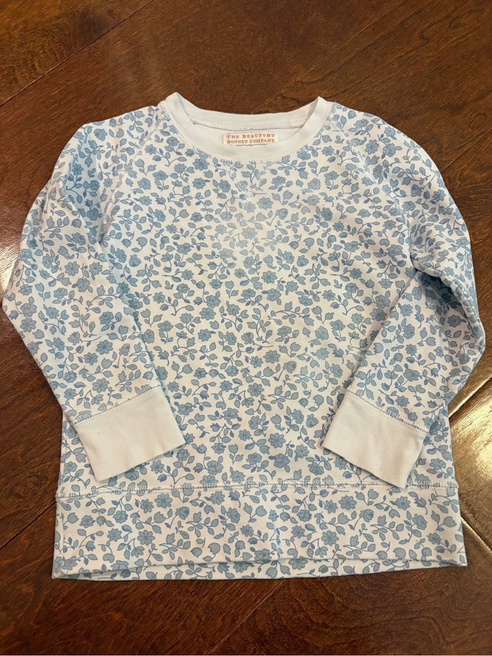 The Beaufort Bonnet Company White & Light Blue Floral Sweatshirt